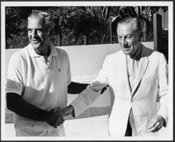 Hoagy Carmichael with a man identified as Omar at "Hoosier Day."