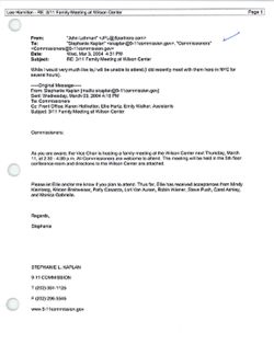 Email from John Lehman to Stephanie Kaplan and Commissioners re 3/11 Family Meeting at Wilson Center, March 3, 2004, 4:31 PM