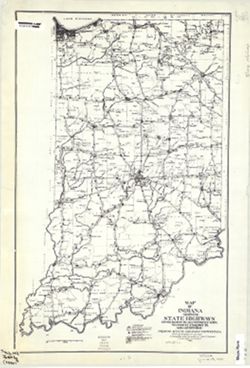 Map of Indiana showing state highways: designated in accordance with Section 12, Chapter 15. Acts of 1919 (Ind.)