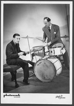 Hoagy Carmichael with drummer Billy Wiltshire.