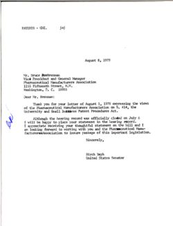 Letter from Bruce J. Brennan of Pharmaceutical Manufacturers Association, August 1, 1979