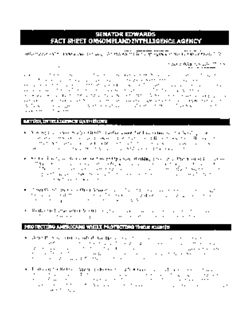 Senator Edwards Fact Sheet on Homeland Intelligence Agency