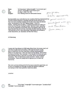 Email from Al Felzenberg to Chairs re FW: Meeting memo for Democratic Caucus, May 7, 2004, 4:31 PM