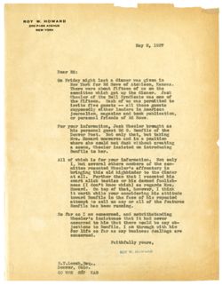 2 May 1927: To: Edward T. Leech. From: Roy W. Howard.