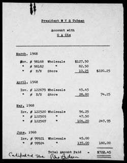 Tubman Farm Financial Records, January-May 1968