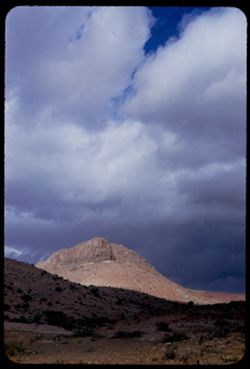 Sunlighted butte in eastern Arizona seen from US 70 to halfway between Duncan and Safford