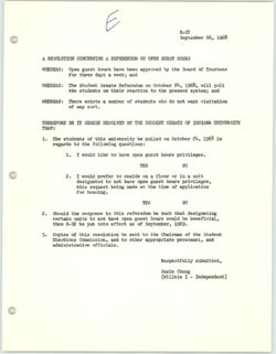 R-18 Resolution Concerning a Referendum on Open Guest Hours, 26 September 1968