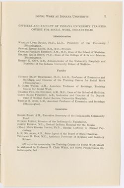 "Social Work at Indiana University in 1927" vol. XV, no. 10