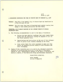 R-70 Resolution Concerning the Fire in Briscoe on February 15, 1968, 07 March 1968