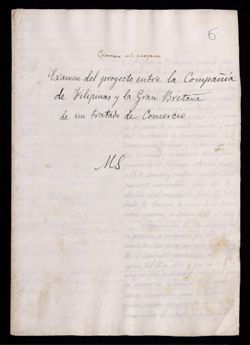 Harper 21074. "Examen del proyecto entre la Compania de Filipinas y la Gran Bretana de un tratado de Comercio." 1794