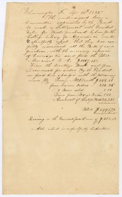 Settlement to Andrew Wylie for purchases made for the College library, 30 September 1835