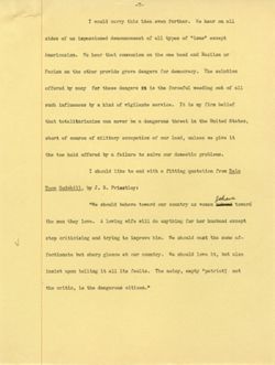 "Outline of Remarks at the League of Women Voters Convention" -Indiana University May 16, 1940