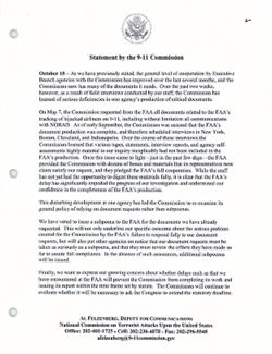 Statement by the 9-11Commission, October 15, 2003
