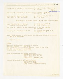27 June 1962: Itinerary of: Roy W. Howard & Naoma Lowensohn. From: Roy W. Howard.