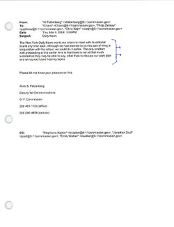 Email from Al Felzenberg to Chairs, Philip Zelikow, and Chris Kojm re Daily News, March 4, 2004, 3:04 PM