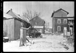 Rear view of old David Garage and other buildings