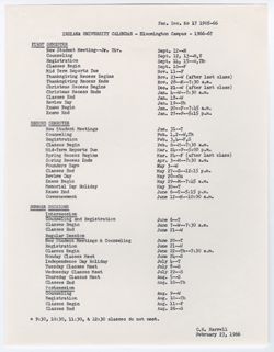 17: Indiana University Calendar – Bloomington 1966-67, 23 February 1966
