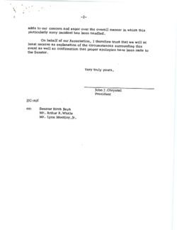 Letter from John J. Chrystal of the Patent Law Association of Chicago to William H. Edwards of Hilton Hotels Corp., November 14, 1979