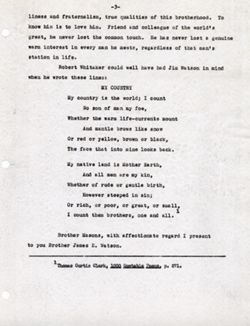 "Introduction of the Honorable James E. Watson" -Masonic Temple, Monroe Lodge No.22, Bloomington, Indiana Dec. 4, 1939