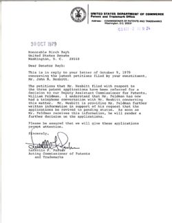Letter from Lutrelle F. Parker of the Patent and Trademark Office, October 30, 1979