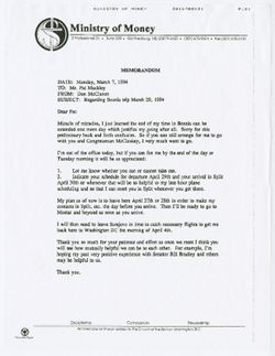 McCloskey Trip to Bosnia - Don McClanen (Ministry of Money), Mar 29 1994