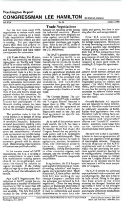 26. June 27, 1990: Trade Negotiations [General Agreement on Tariffs and Trade (GATT)]
