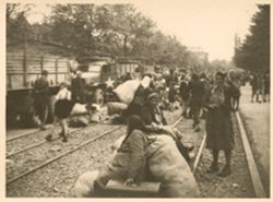 Russian Displaced Persons boarding trains