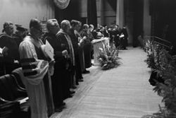 Pledge of Allegiance during IU South Bend Commencement, 1973