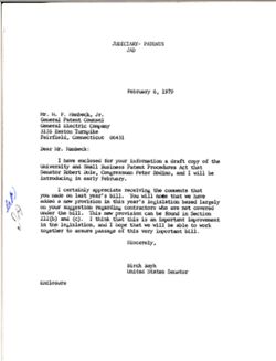 Letter from Birch Bayh to H. F. Manbeck, Jr. of General Electric Company, February 6, 1979