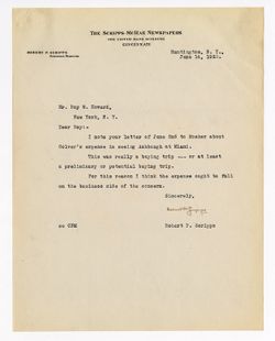 14 June 1922: To: Roy W. Howard. From: Robert P. Scripps.