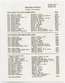 01a: Faculty Council Membership List (Revised), ca. 01 October 1968