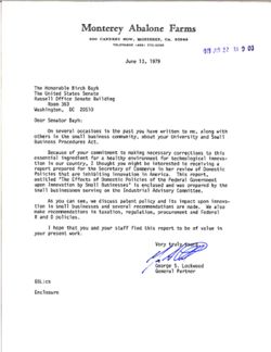 Letter from George S. Lockwood to Birch Bayh, June 13, 1979