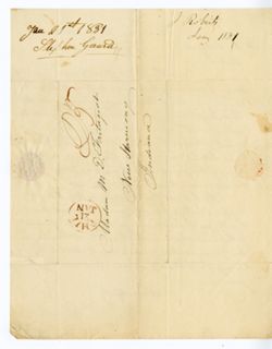 Roberts, J., Clerk, Stephen Girard's Bank, [Philadelphia]. To Madame M[arie] D[uclos] Fretageot, New Harmony, Indiana., 1831 Jan. 21