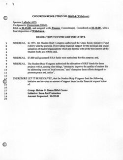 00-01-4 Resolution to Fund GRIF Initiative (Hillel)