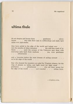 "Ultima Thule," [A Poem], Virginia Crim