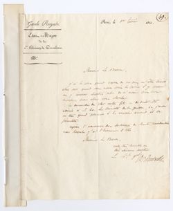 Items 1-49. Correspondence in English and French addressed to or concerning Adolphe Thiébault, includes inventory numbering the items. Sketches, item 31, 1810-1822