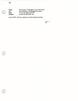 Email from Chris Kojm to Lee Hamilton re Senator Durbin MFR.doc, April 30, 2004, 4:31 PM