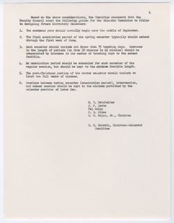 05: Special Report of the University Calendar Committee by the University Committee on Curricular Policy and Education Programs, ca. 19 February 1963