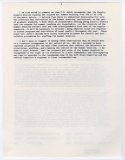 33: Comments on Faculty Council Circular #27 Regarding Summer Sessions, 09 November 1968