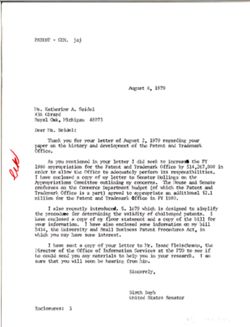 Letter from Birch Bayh to Katherine A. Seidel, August 8, 1979