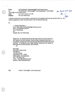 Email from Al Felzenberg to Philip Zelikow and Chris Kojm re FW: from Mike Kelly, February 3, 2004, 2:57 PM