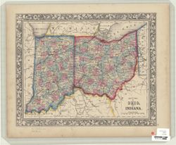 County map of Ohio and Indiana