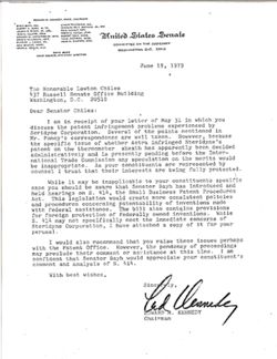 Letter from Edward M. Kennedy to Lawton Chiles, June 19, 1979