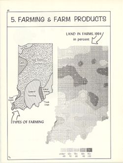 Land in farms, 1964, in percent