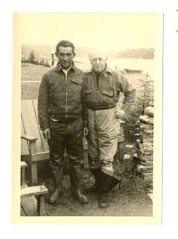 Roy Howard and companion in wading boots