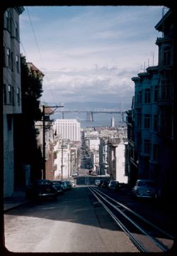 View down Washington St. from Jones St. atop Knob Hill, San Francisco Cushman