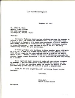 Letter from Birch Bayh to Arthur R. Whale, November 20, 1979