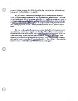 Memorandum from Tom Kean and Lee Hamilton to Commissioners re Status of White House and Agency Access Issues, October 3, 2003