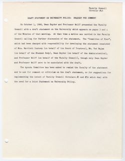 46: Draft Statement on University Policy: Request for Comment, ca. 17 December 1968