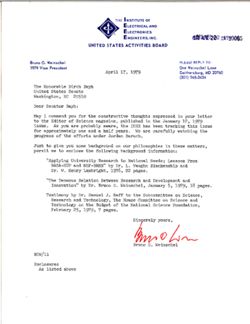 Letter from Bruno O. Weinschel to Birch Bayh, April 17, 1979